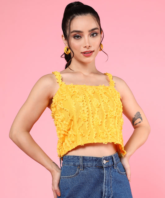 yellow floral crop top