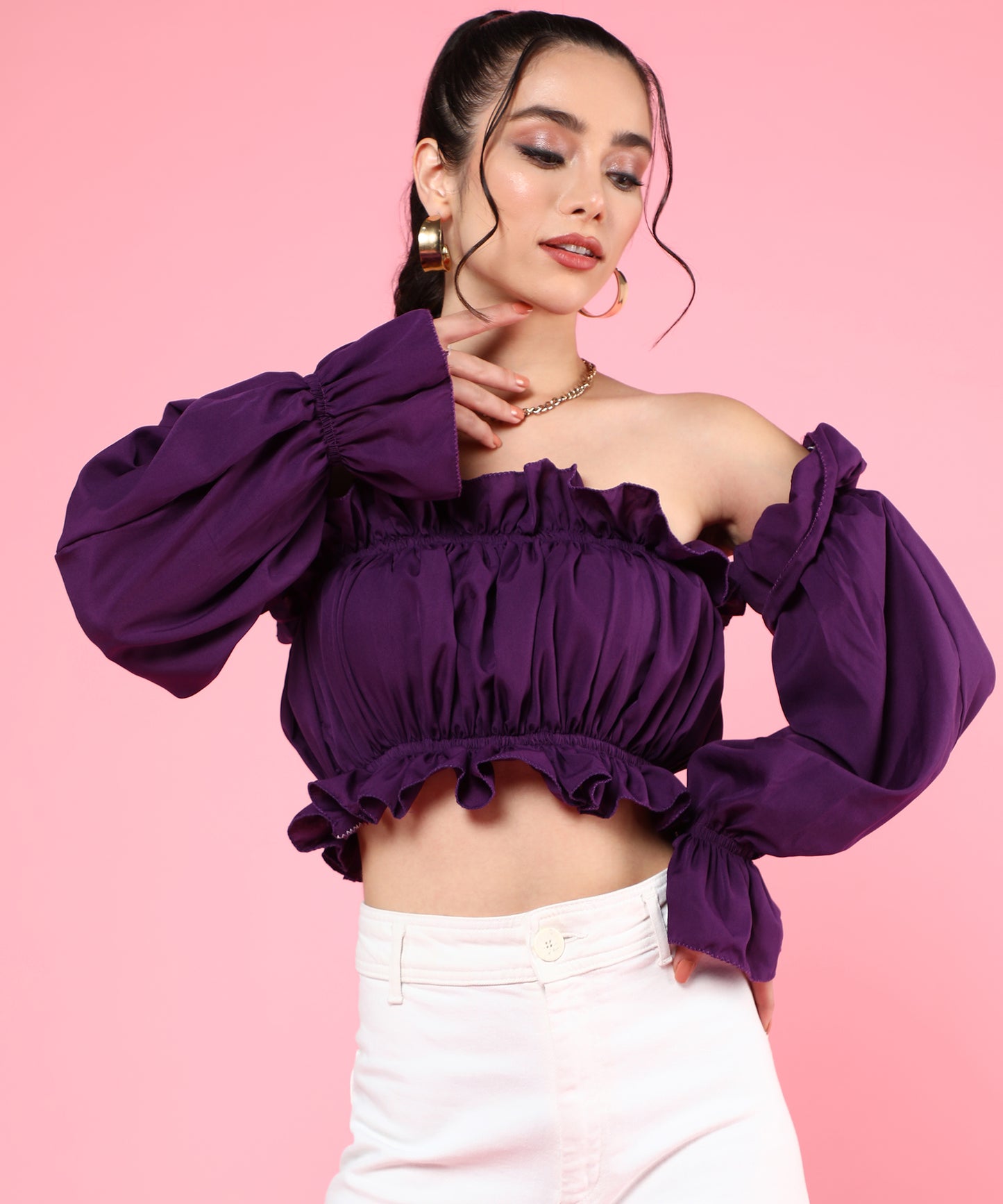 purple tube top with detachable sleeves