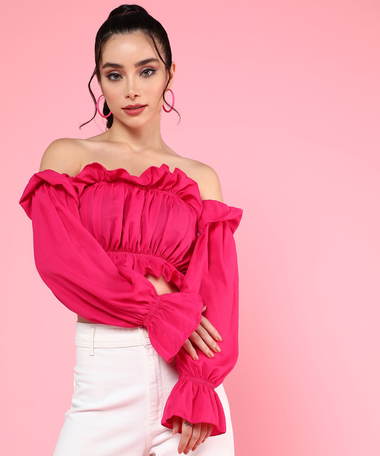 pink Tube top with detachable sleeves