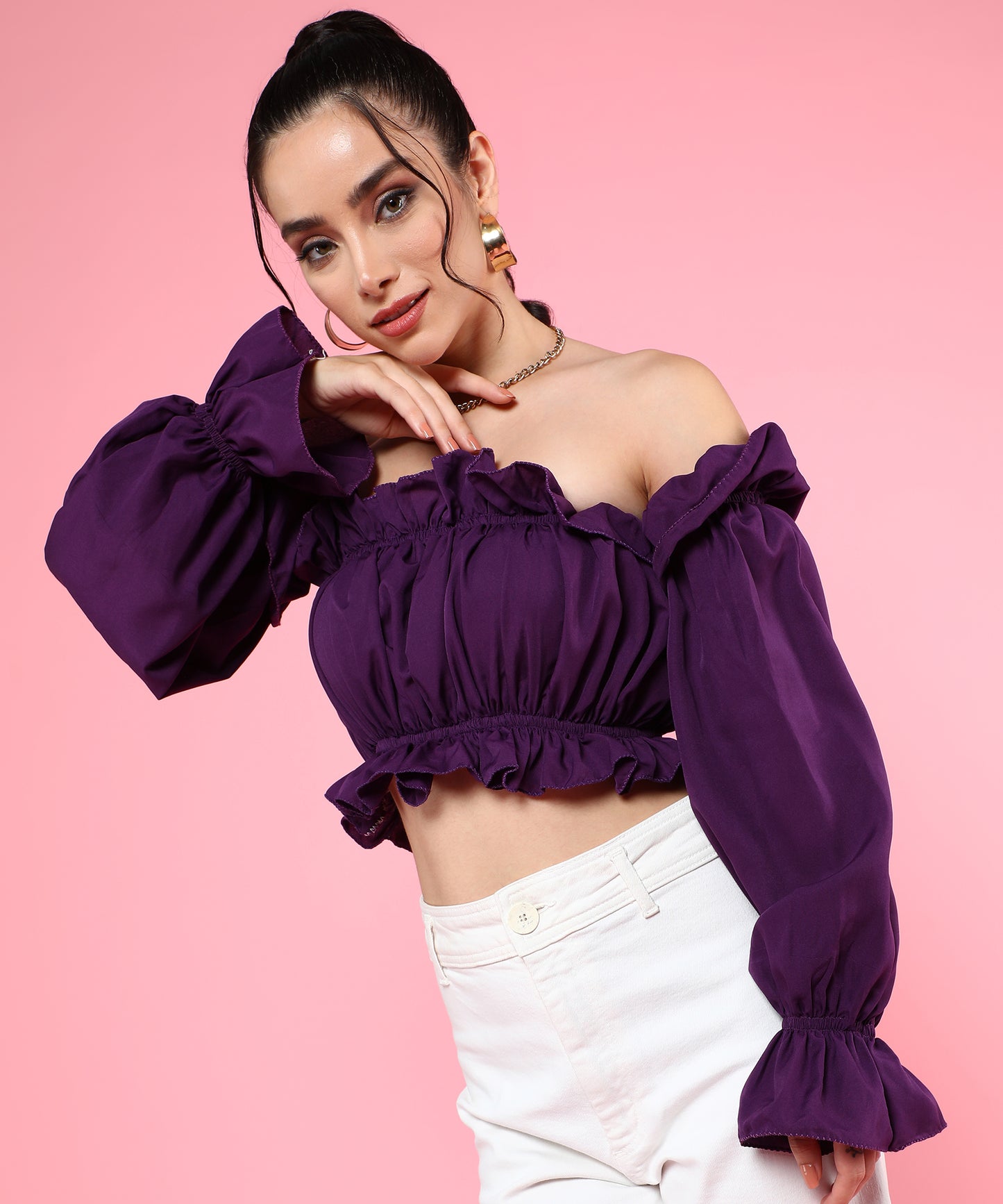 purple tube top with detachable sleeves