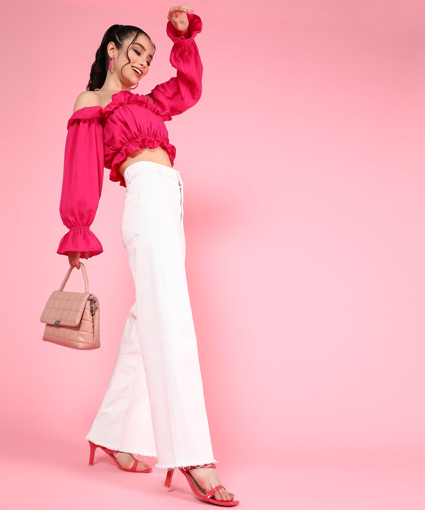 pink Tube top with detachable sleeves