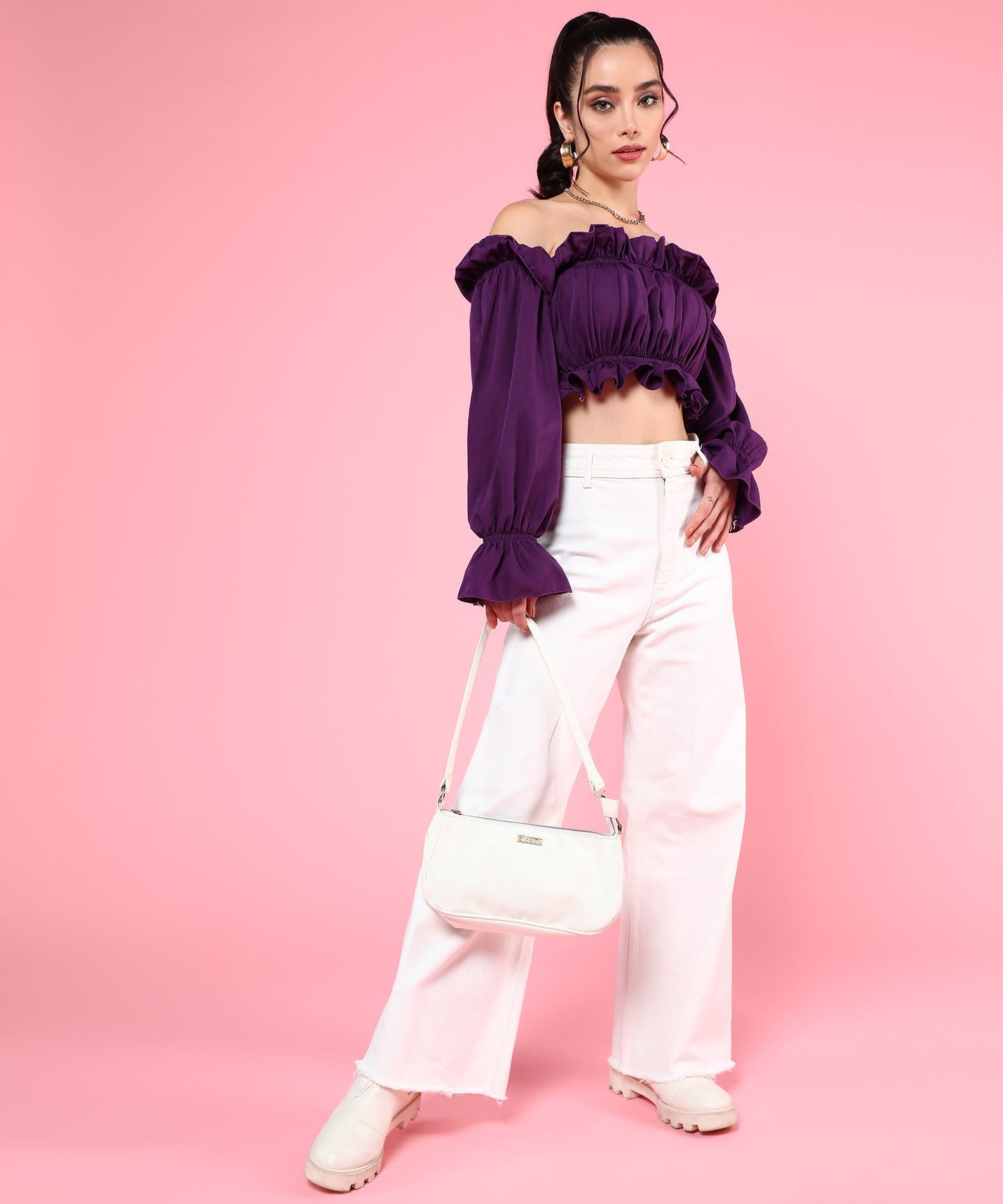 purple tube top with detachable sleeves