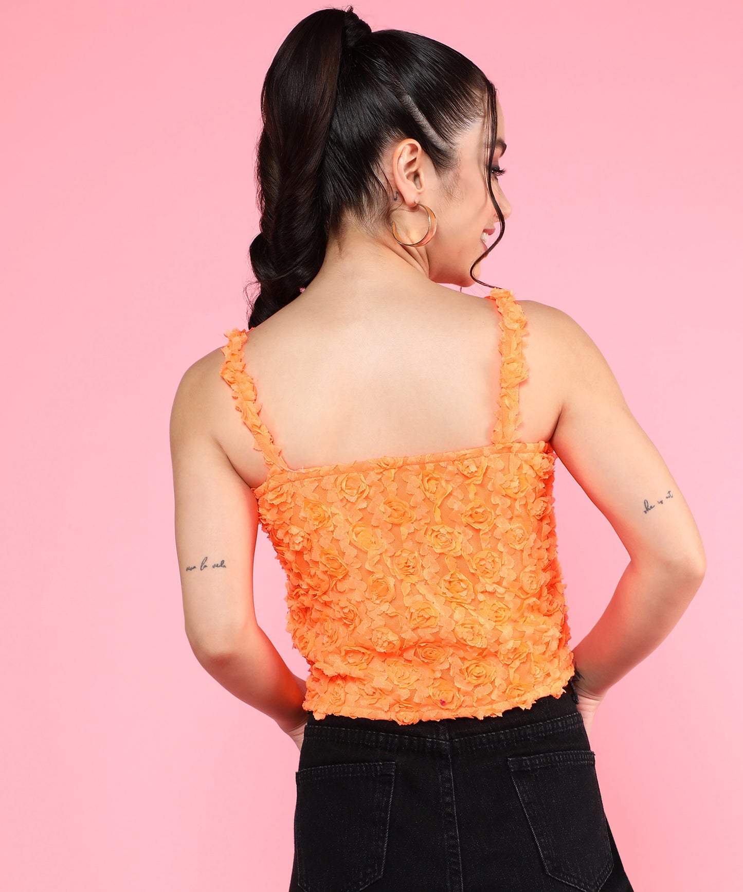 orange floral crop top