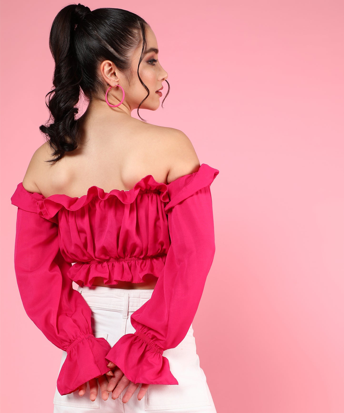 pink Tube top with detachable sleeves