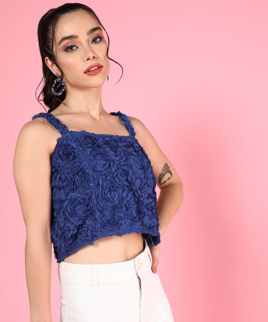 blue floral crop top