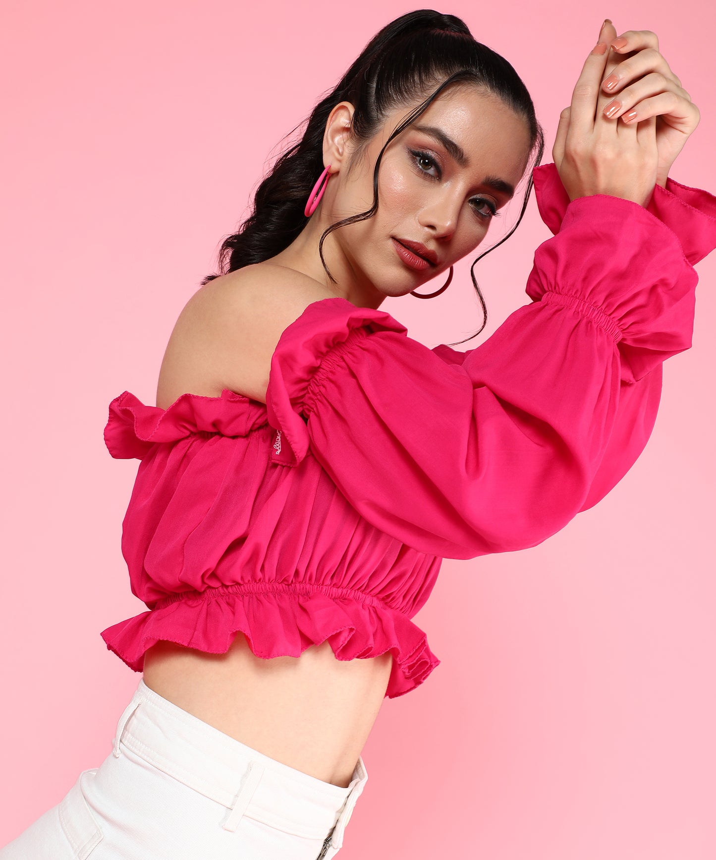 pink Tube top with detachable sleeves